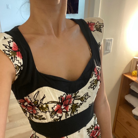 French Connection Floral Mini Dress - Black and Red - Picture 3 of 8